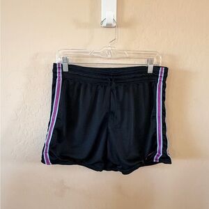 Nike Black Athletic Shorts with Purple and Blue Stripes